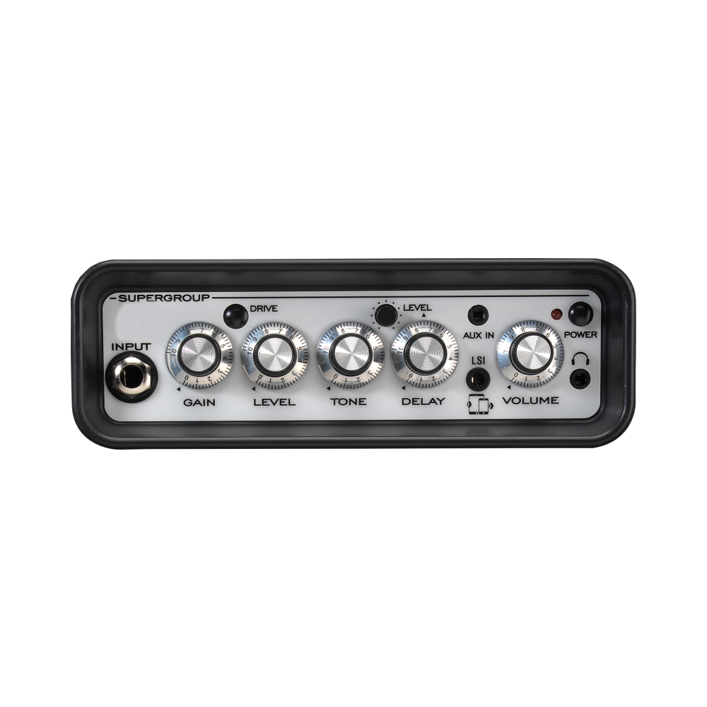 Laney Mini Supergroup 2x3-watt stereo guitar amplifier with compact design and control knobs on the front panel.