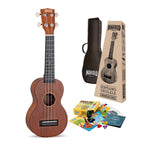 Mahalo MJ1TBRK Java Series Soprano Ukulele with Essentials Accessory Pack in Transparent Brown