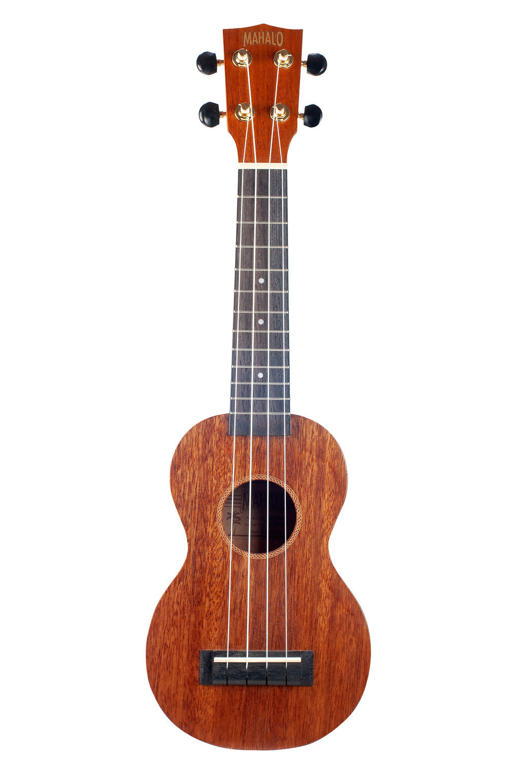 Mahalo MJ1TBR Java Series soprano ukulele in brown with nylon strings, wooden fretboard, and compact body.