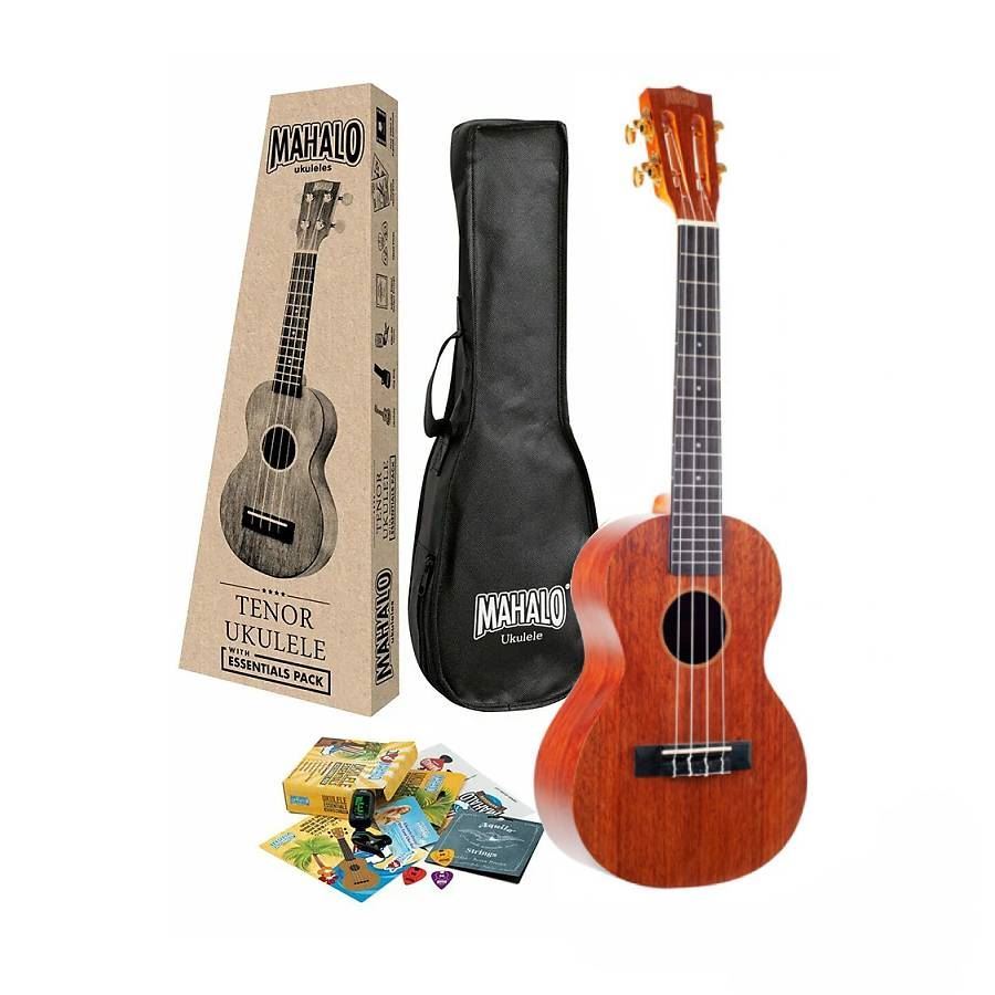 Mahalo MJ3TBRK Java Series Tenor Ukulele with Essentials Accessory Pack in Transparent Brown