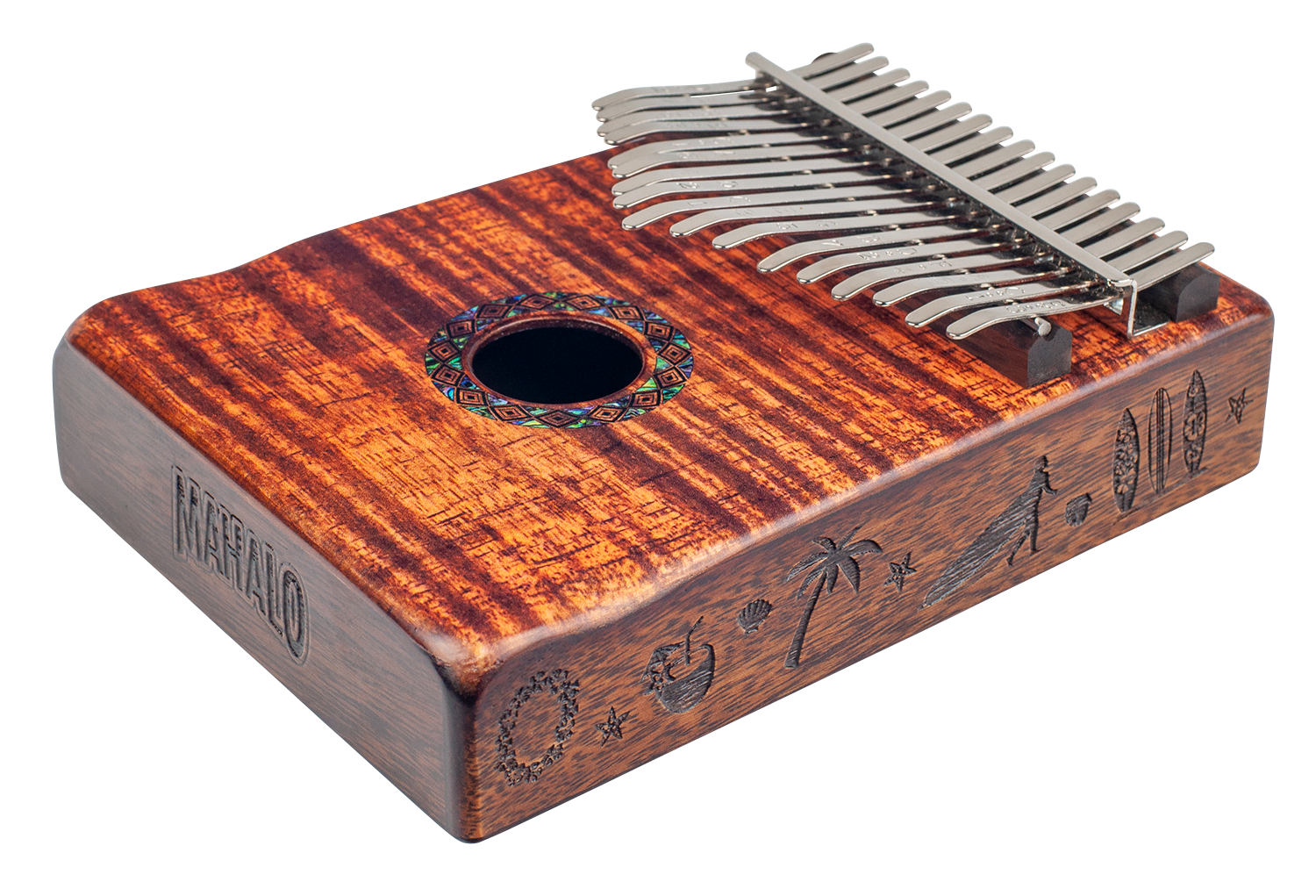 Mahalo Solid Trembesie Wood Flame Koa Kalimba
