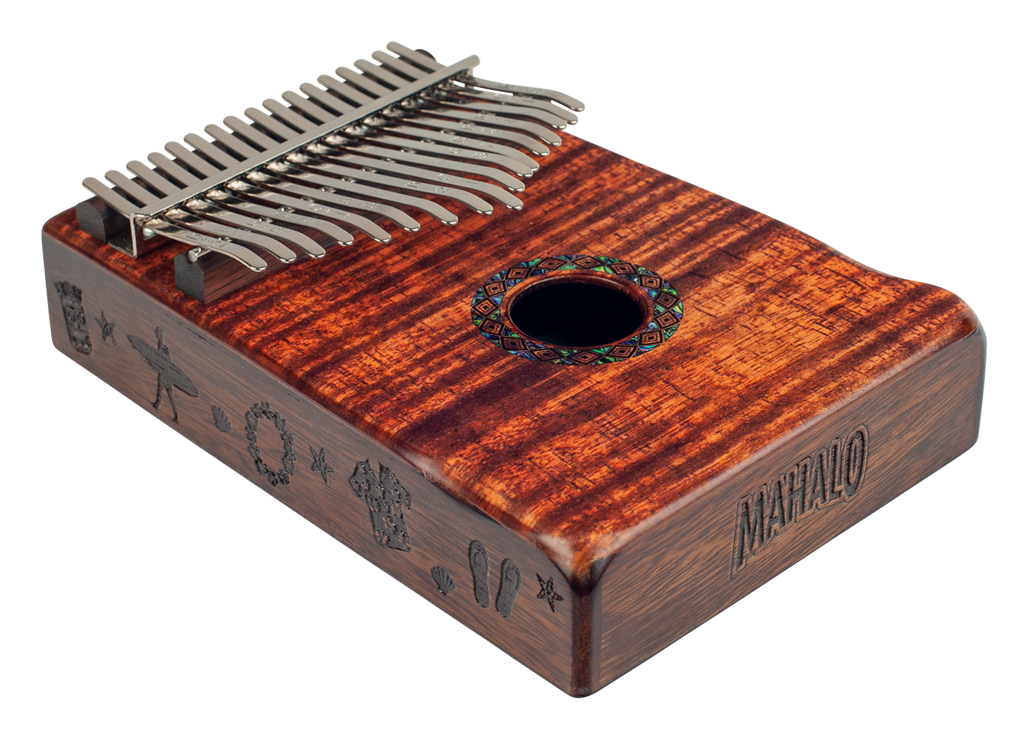 Mahalo Solid Trembesie Wood Flame Koa Kalimba