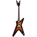 Dean ML79 Flame Maple electric guitar with Floyd Rose bridge in Trans Brazilia finish, featuring a sleek body and maple top.
