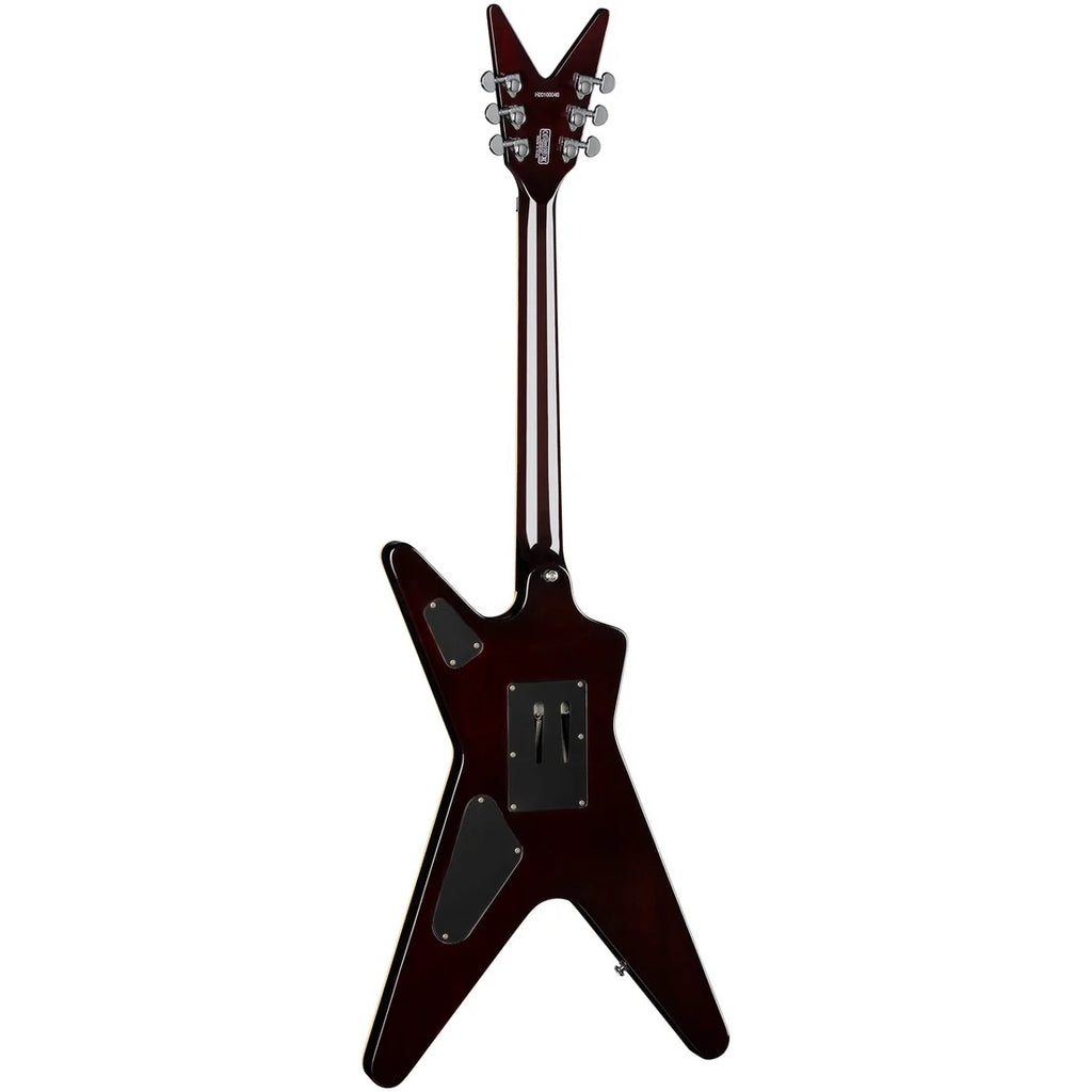 Dean ML79 Flame Maple electric guitar with Floyd Rose tremolo in Trans Brazilia finish, showcasing a sleek body and vibrant flame maple top.