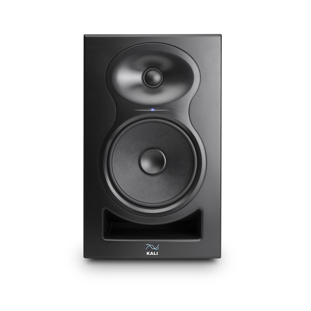 Kali Audio MM-6 active studio monitor speaker with black enclosure and front-facing controls for professional audio monitoring.