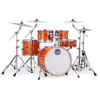 Mapex Mars Maple 20 Fusion Shell Pack in glossy amber finish, featuring drum shells and hardware for a professional drum kit setup.