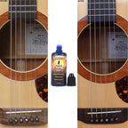 Music Nomad MN105 Fretboard F-One Oil for guitar fretboards, featuring a bottle of cleaning and conditioning product.