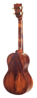 Back left view of Mahalo Historic Series Tenor Ukulele showing wood grain and tuning pegs, part of Mahalo ukuleles and accessories collection.