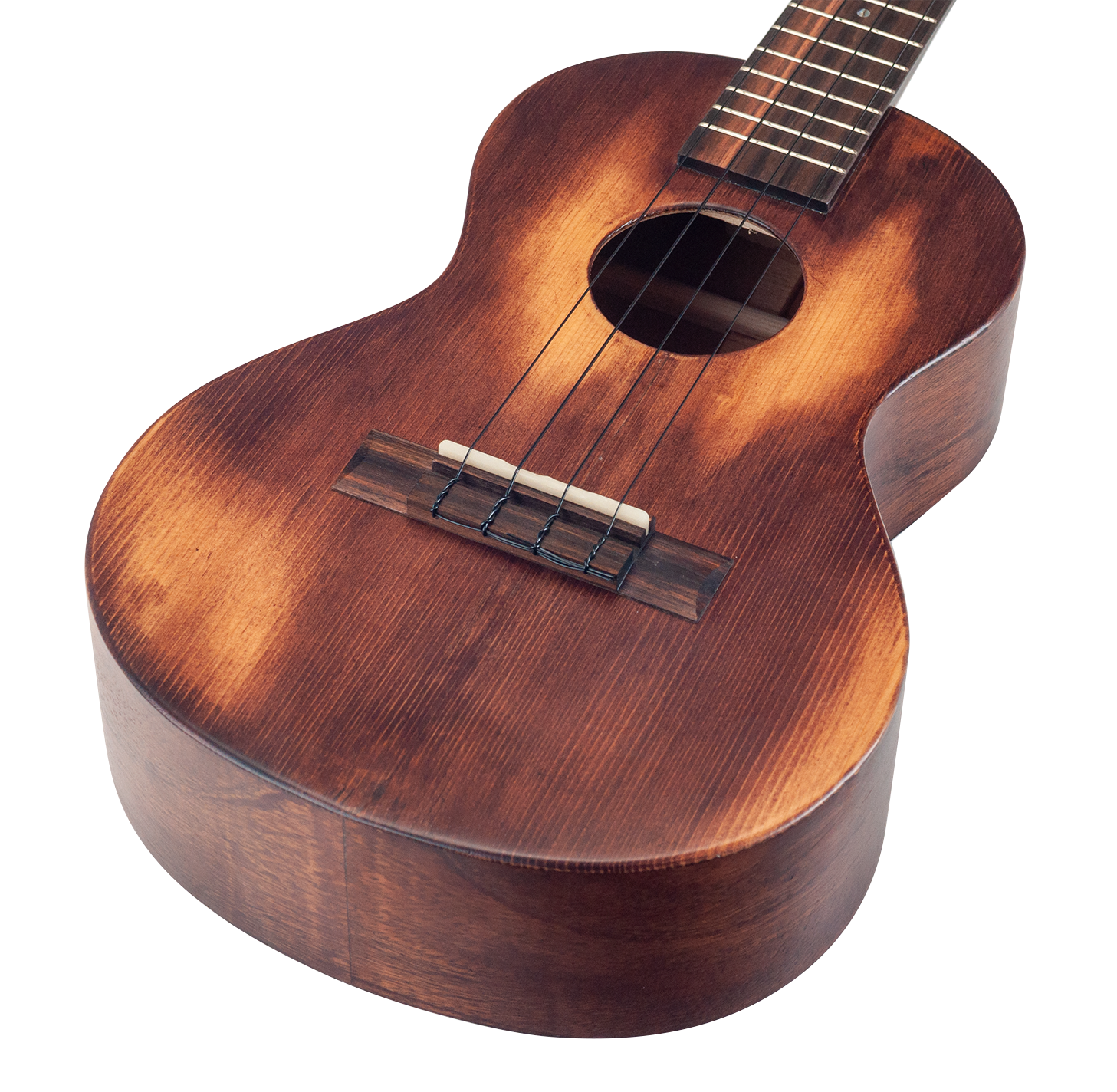 Mahalo Historic Series Tenor Ukulele with wooden body, four strings, and decorative fretboard in natural finish.
