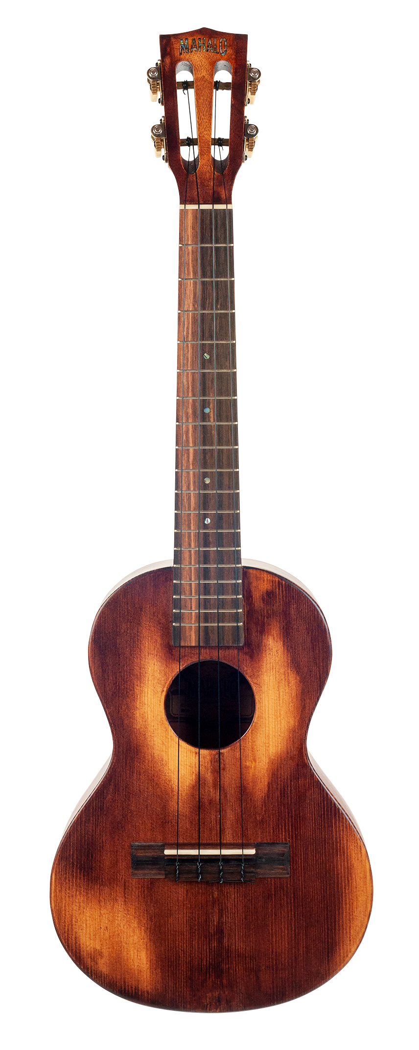 Mahalo Historic Series Tenor Ukulele with natural wood finish, front view showcasing the Mahalo brand and classic design.