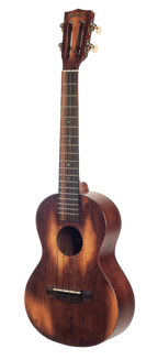 Mahalo Historic Series Tenor Ukulele with natural wood finish, shown from the left side, highlighting its traditional design.