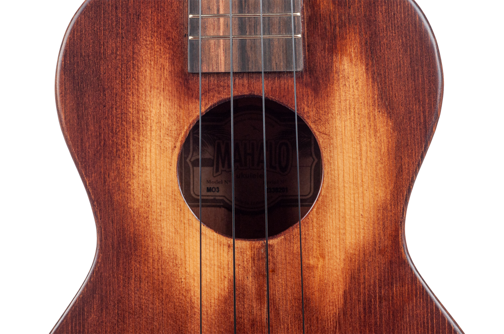 Mahalo Historic Series Tenor Ukulele with soundhole, showcasing its wood finish and classic design.