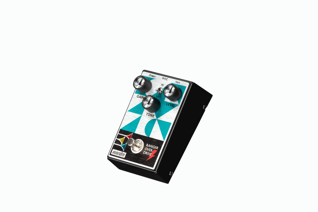 Maestro Ranger Overdrive guitar effects pedal with control knobs and input/output jacks, designed for electric guitar sound enhancement.