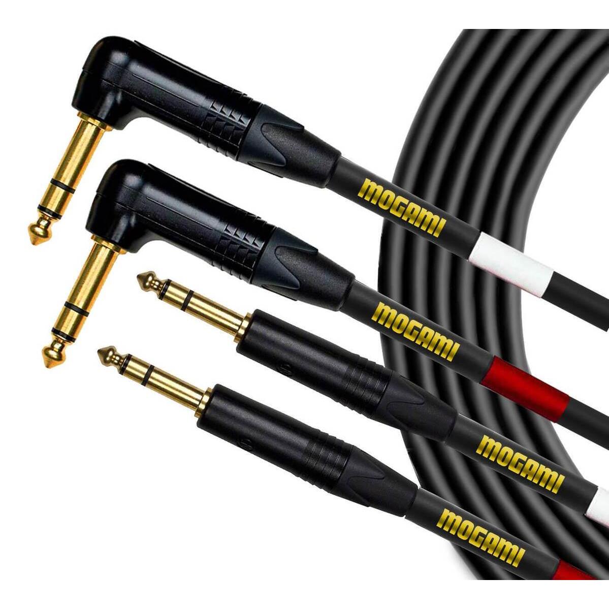 Mogami Gold Keys Dual Balanced 1/4 TRS Right Angle to Straight Jack Cable - 10 Foot