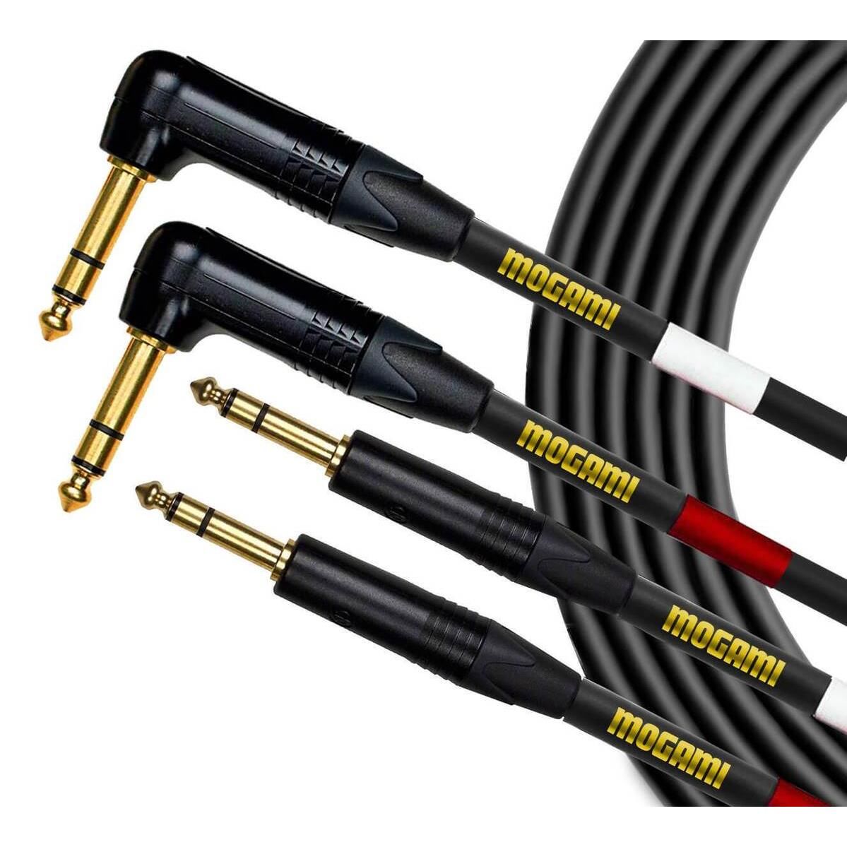 Mogami Gold Keys Dual Balanced 1/4 TRS Right Angle to Straight Jack Cable - 6 Foot