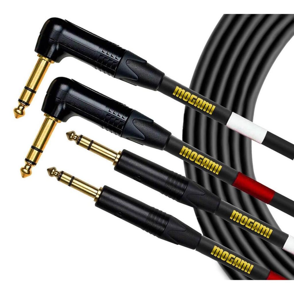 Mogami Gold Keys Dual Balanced 1/4 TRS Right Angle to Straight Jack Cable - 10 Foot