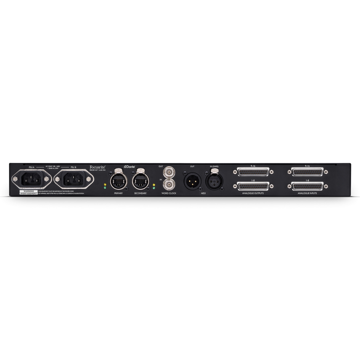 Focusrite REDNET A16R 16x16 Analogue I/O with Dual PSUs with Dante Audio over IP