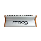 Moog Subsequent 25 synthesizer keyboard with black and silver design, featuring knobs and keys on a sleek electronic music instrument.
