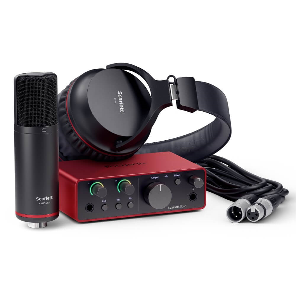 Focusrite Scarlett Solo Studio 4th Gen USB Audio Interface Bundle with Microphone and Headphones