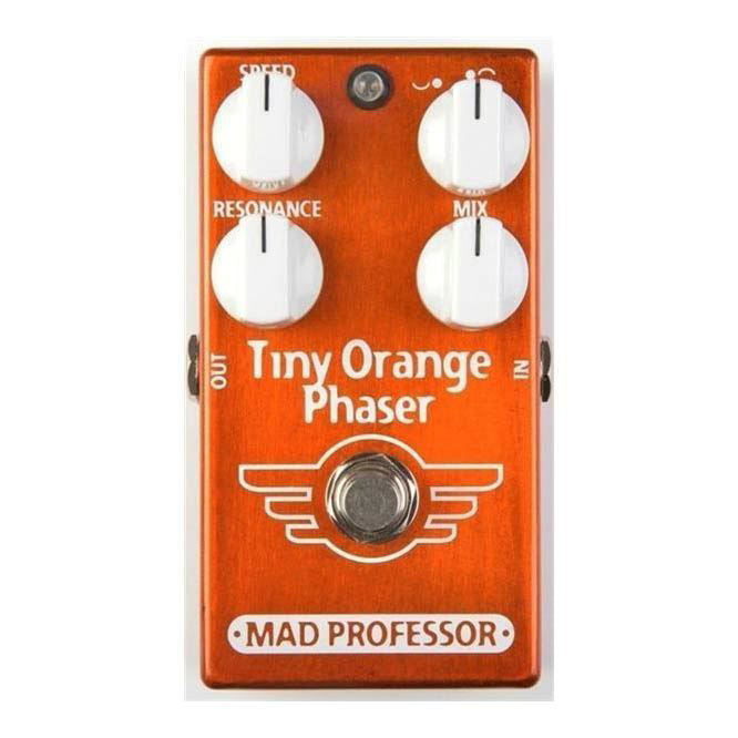 Mad Professor Tiny Orange Taser guitar effects pedal, compact effects pedal with orange casing, featuring control knobs and input/output jacks.