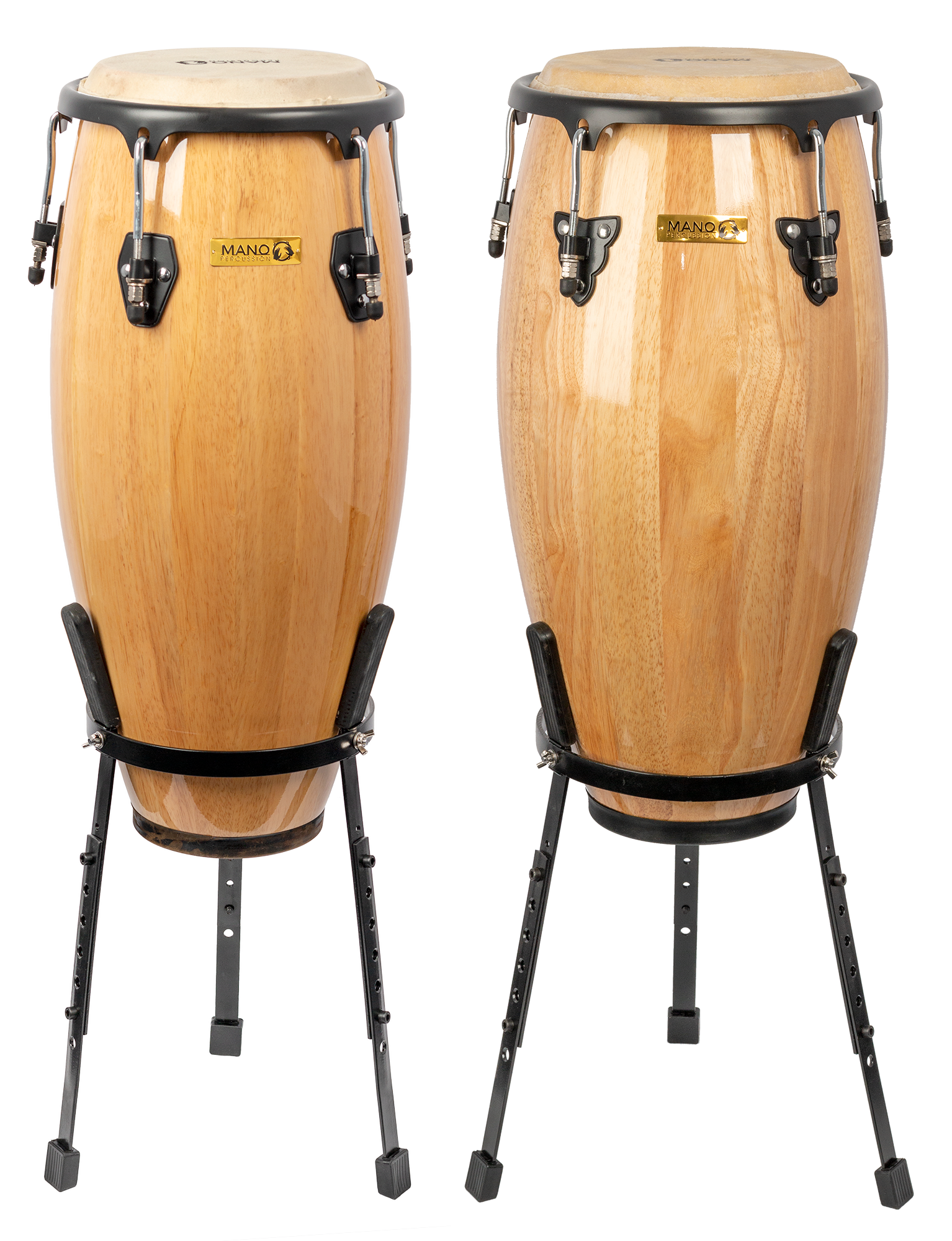 Mano Percussion MP1601NA Conga Set of 10inch & 11inch in Natural with Basket Stands