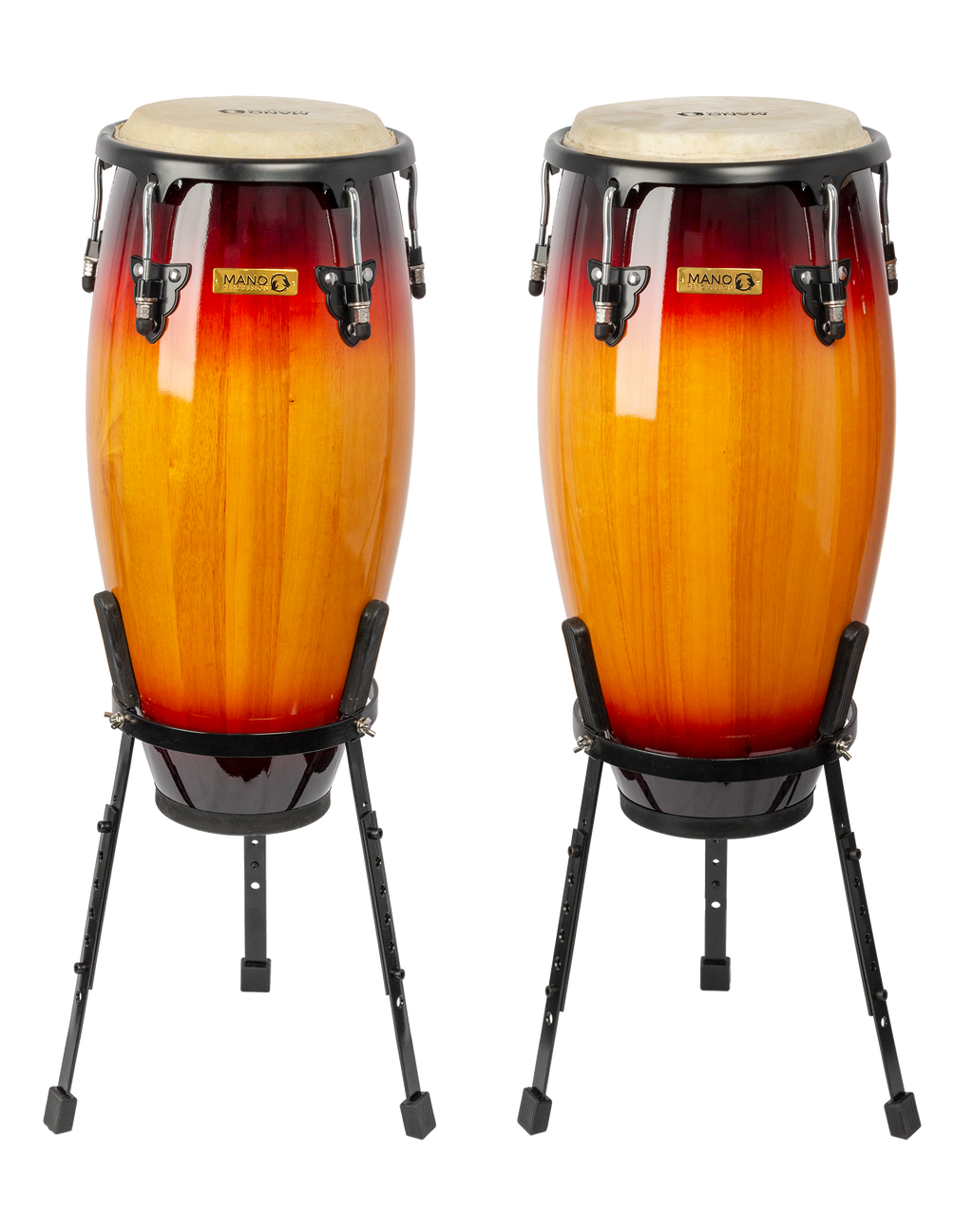 Mano Percussion MP1601BSSB Conga Set of 10inch & 11inch in Sunburst with Basket Stands