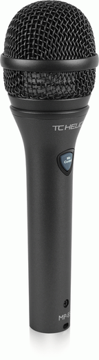 Wired TC Helicon MP-85 vocal microphone with control, featuring a sleek design and integrated microphone capsule for live singing.