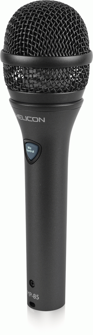 Wired TC Helicon MP-85 vocal microphone with built-in control, designed for live singing and performance.