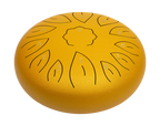 Mano Percussion MPC42GD 12 Tongue Drum in gold, hand percussion instrument with a smooth, shiny gold finish and multiple tuned tongues.
