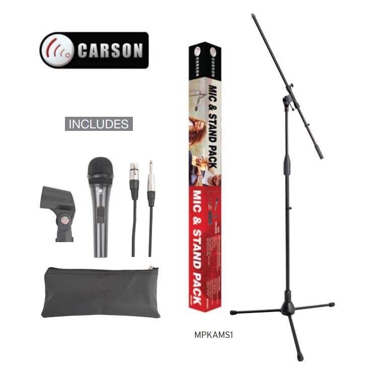 Carson MPKAMS1 Microphone & Stand Package with Cable & Accessories