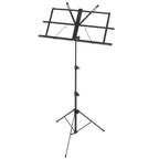 Black Xtreme MS105 lightweight music stand with adjustable height and carrying bag for easy transport.