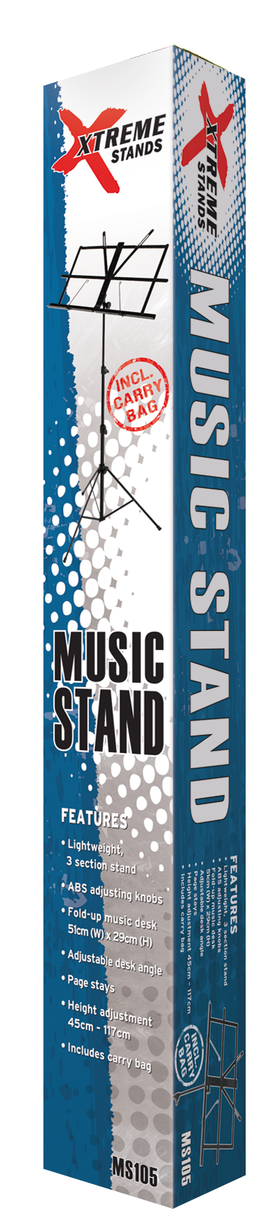 Xtreme MS105 Lightweight Music Stand with bag - Black