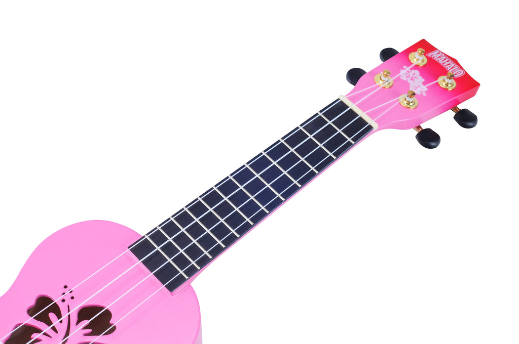 Mahalo MD1HBRDB Designer Hibiscus Soprano Ukulele in Pink Burst