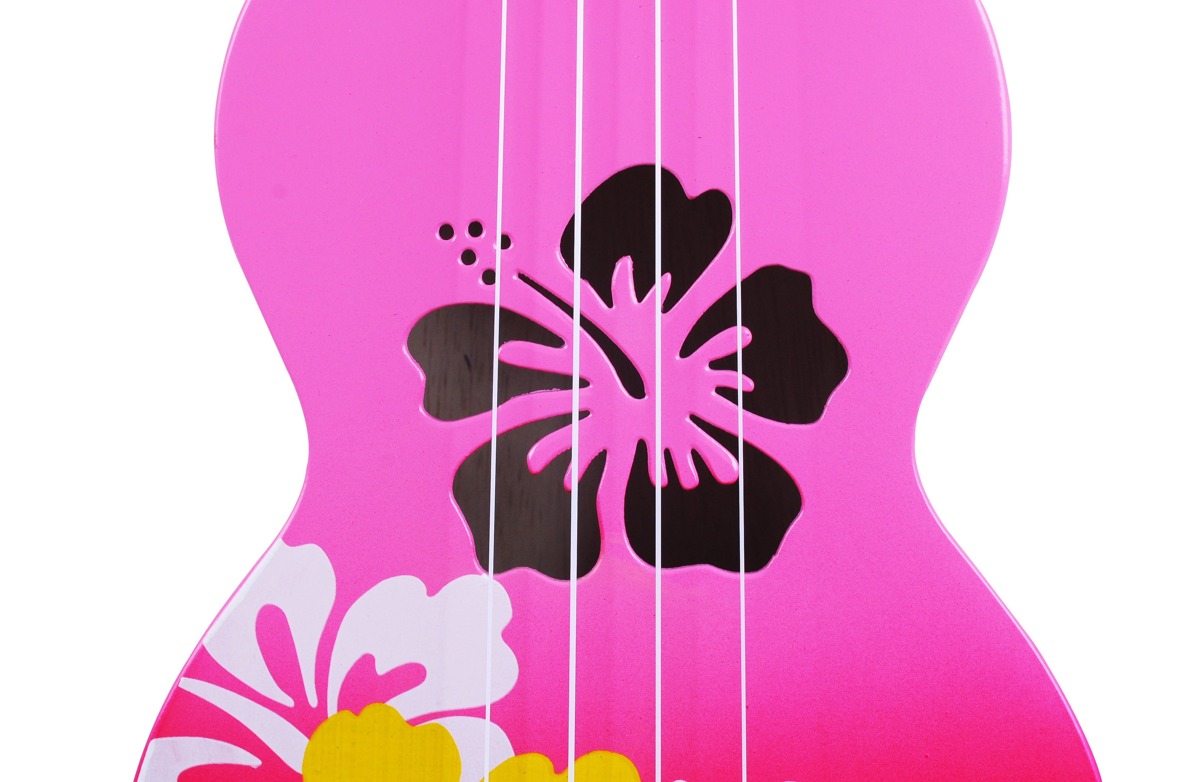 Mahalo MD1HBRDB Designer Hibiscus Soprano Ukulele in Pink Burst