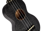Mahalo MS1TBK Slimline ukulele with transparent black body and natural wood neck, shown from front view.
