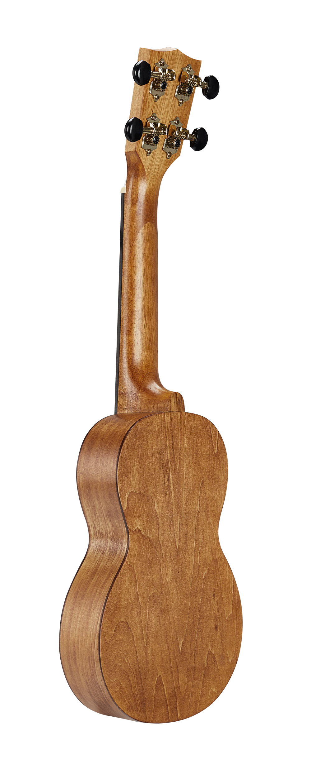 Mahalo MS1TBR Slimline ukulele in transparent brown, showing the back and sleek design of the ukuleles & accessories.