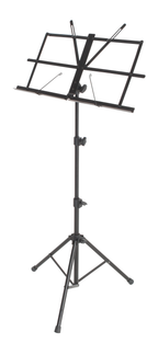Black Xtreme MS75 lightweight music stand with adjustable tray and carrying bag, ideal for musicians on the go.