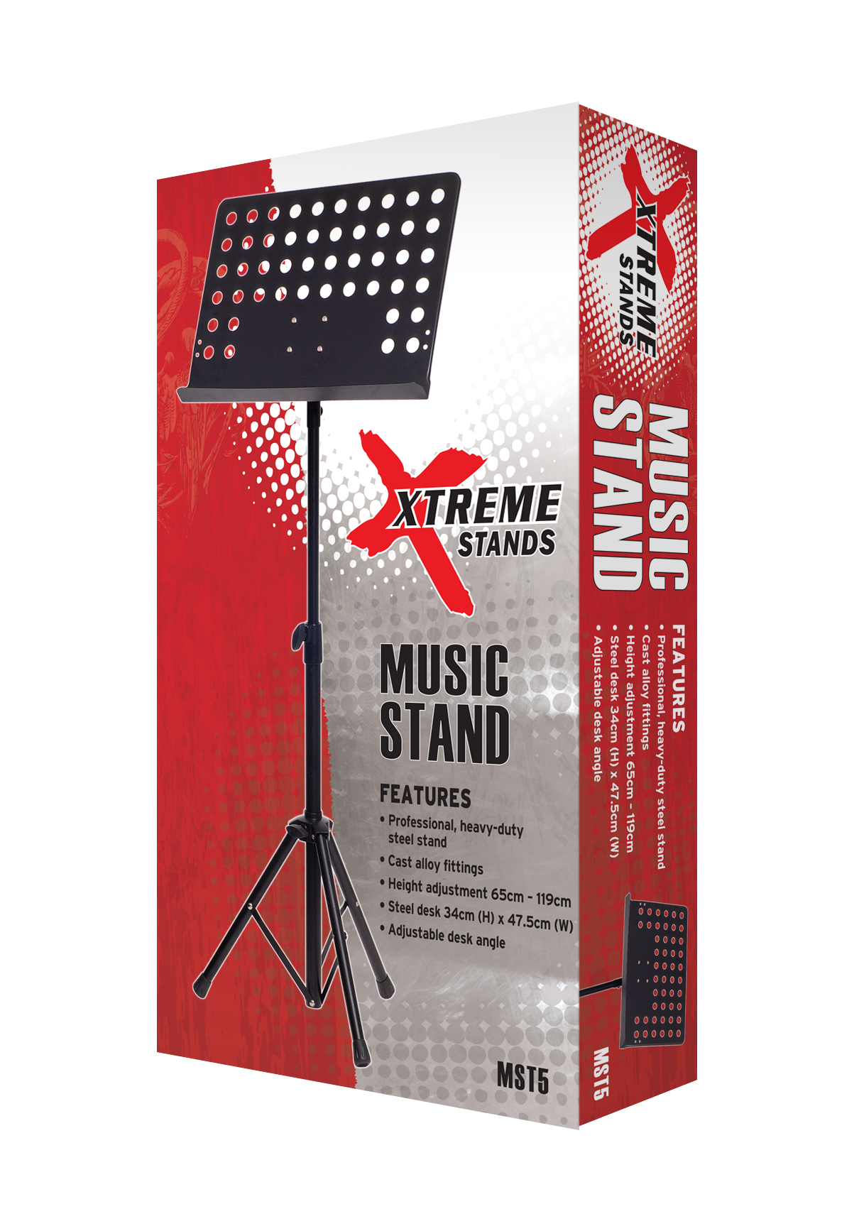 Xtreme XTREME MST5 heavy-duty music stand with adjustable height and sturdy metal construction for sheet music display.