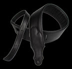 Franklin 2.5 Inch Padded Black Glove Leather with Black Stitching Guitar Strap