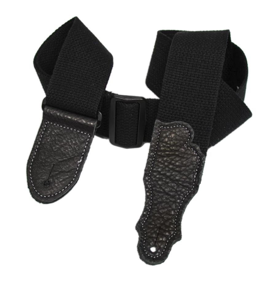 Franklin 2 Inch Black Cotton with Black End Tab Guitar Strap