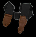 Franklin 2 Inch Black Cotton with Caramel End Tab Guitar Strap