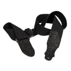 Franklin 2 Inch Black Cotton with Black Embossed Suede End Tab Guitar Strap