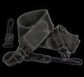 Franklin 2.5 Inch Banjo Black Glove Leather with Black Suede Ends Strap