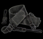 Franklin 2.5 Inch Banjo Black Glove Leather with Black Suede Ends Strap
