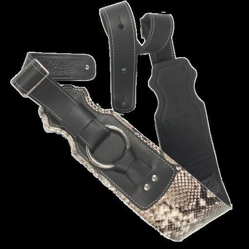 Franklin 3.5 Snake Skin on Black Leather with Chrome Ring Guitar Strap