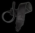Franklin 2.5 Inch Black Leather with Black Stitching Guitar Strap