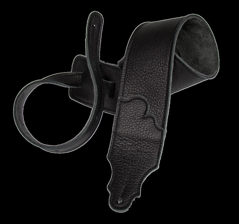 Franklin 2.5 Inch Black Leather with Black Stitching Guitar Strap