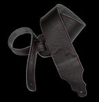 Franklin 2.5 Inch Black Leather with Red Stitching Guitar Strap