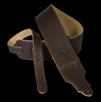 Franklin 2.5 Inch Chocolate Leather with Gold Stitching Guitar Strap