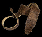 Franklin 2.5 Inch Chocolate Distressed Leather with Natural Stitching Guitar Strap
